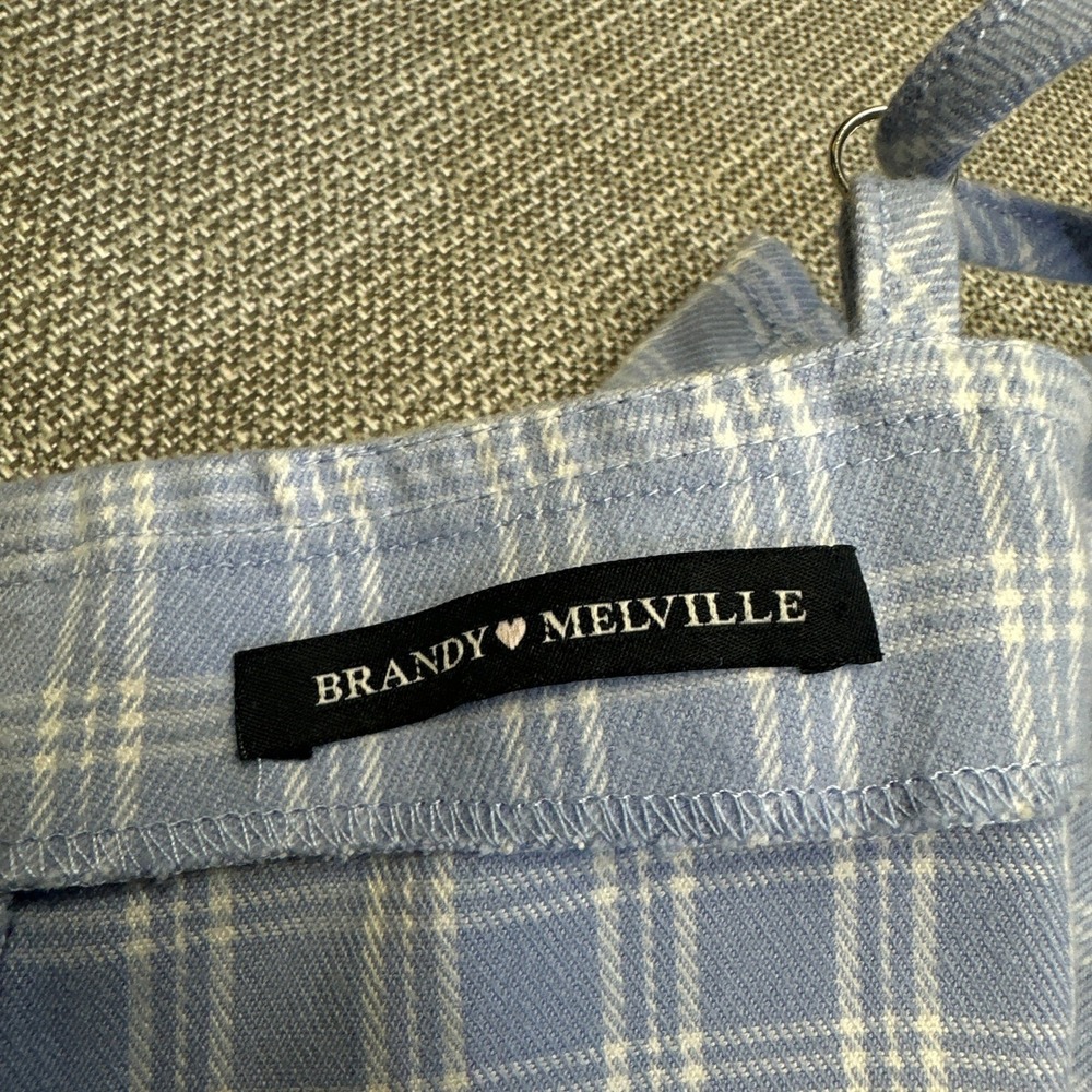 Brandy Melville Colleen Blue Gingham Mini Dress XS Blue White Babydoll Plaid - Picture 3 of 12